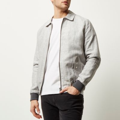Grey linen casual jacket